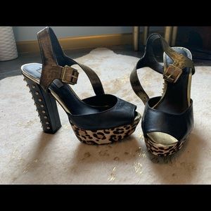 SteveMadden cheetah print studded platform heels